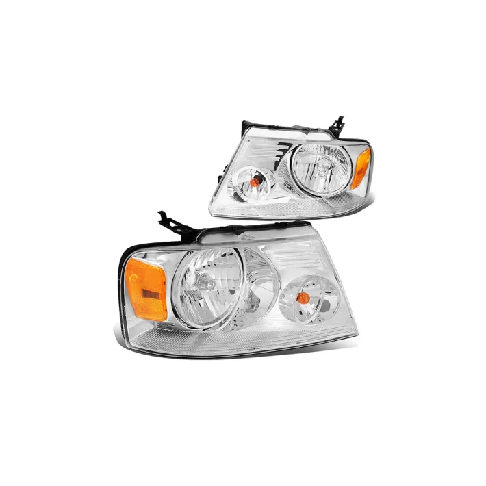 Faros delanteros con carcasa cromada y esquina ámbar para Ford F150 2004-2008, 11ª generación (Izquierdo + Derecho)